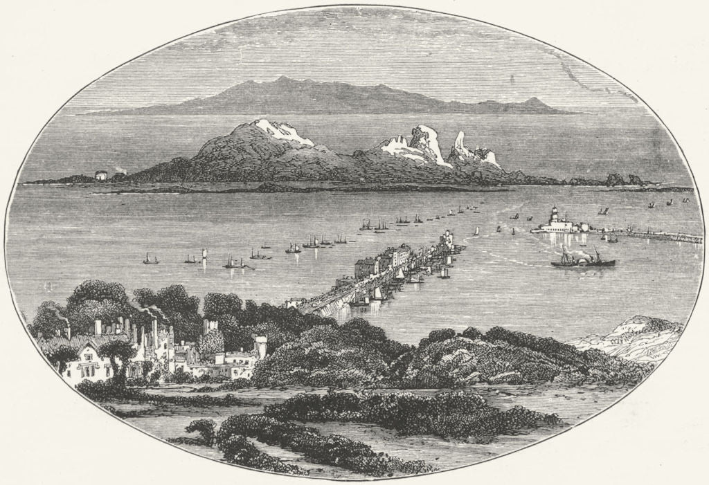 IRELAND. Howth harbour & Ireland's Eye 1888 old antique vintage print picture